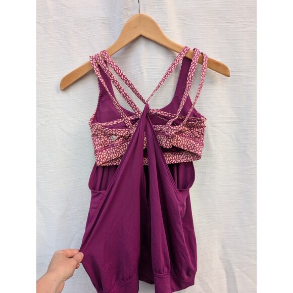 Lululemon Womens Nouveau Limits Tank Top Sz 6 Regal Plum Miss Mosaic Peach Fuzz - Picture 2 of 7
